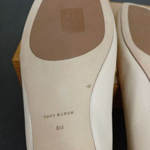 Brand New TORY BURCH sz 6 Beige wrinkle free Leather Ballet Flat Shoes 86721 - Picture 10 of 12